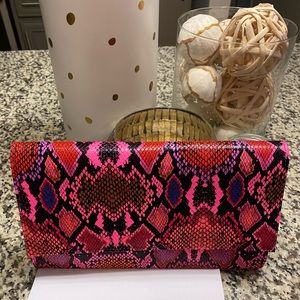 ❤️SOLD Multi Colored Snake Print Clutch with Gold Chain